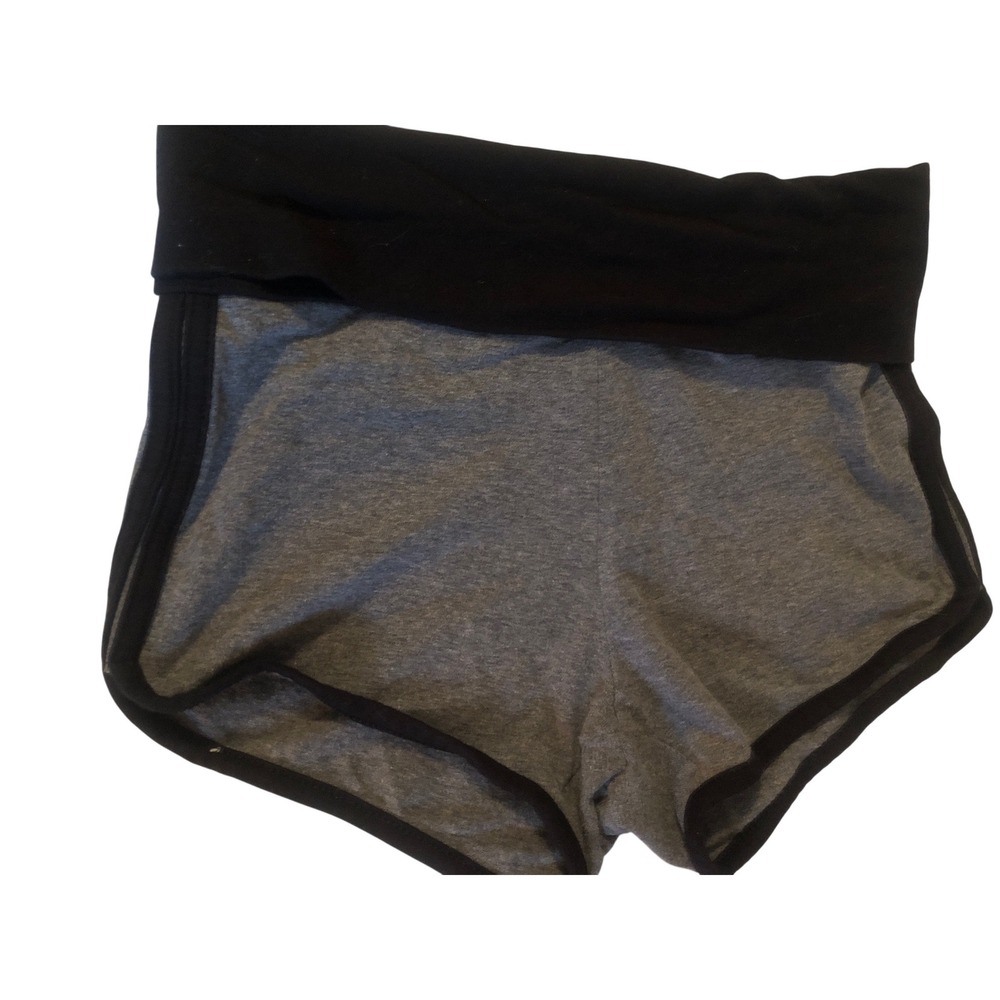 EttelLut Womens Heather Gray Lounge Shorts Black FoldOvers stretch side stripe S